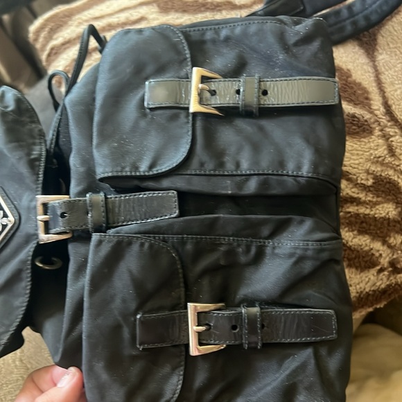 Nylon PRADA backpack with leather trim silver hardware used condition - Picture 5 of 9